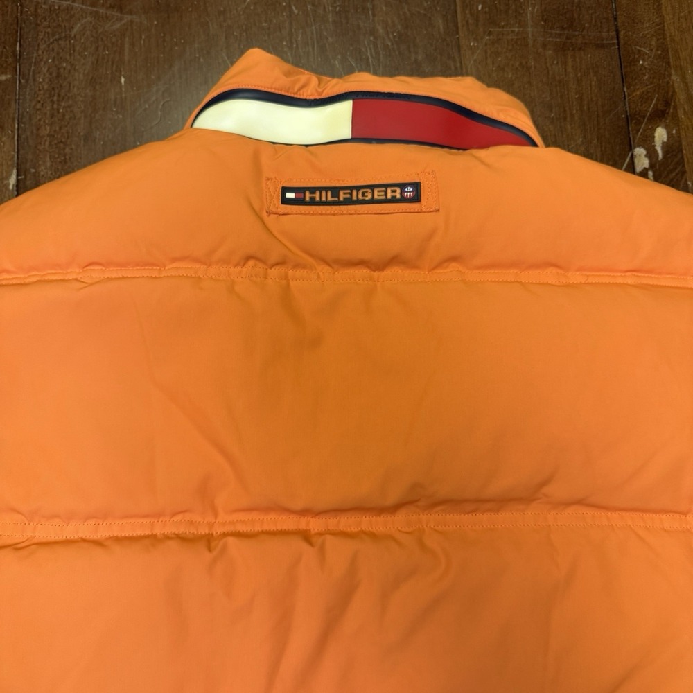 Vtg Tommy Hilfiger Vest Mens XL Navy Orange Reversible Down Puffer Colorblock - Picture 5 of 11